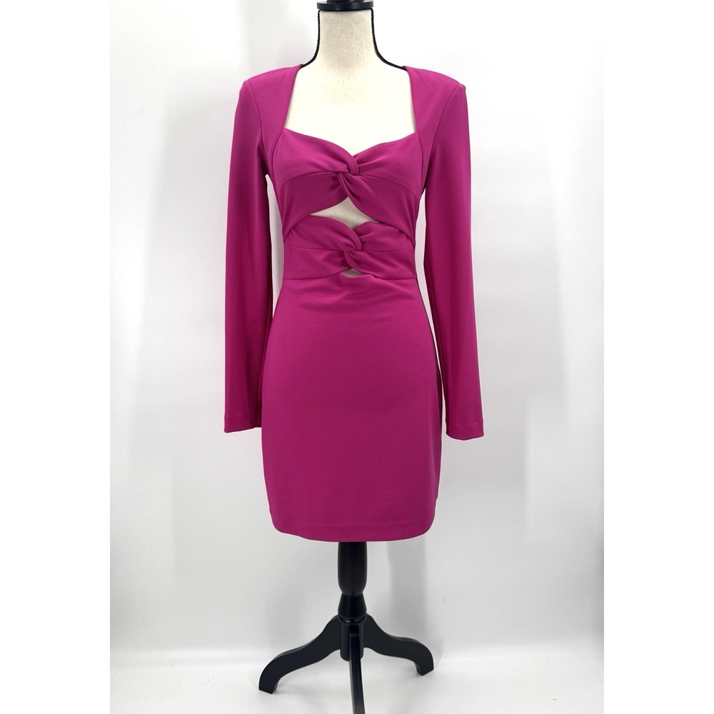 One33 Social Hot Pink Double Twist Knot Cut Out Sheath Dress 2 Special Event